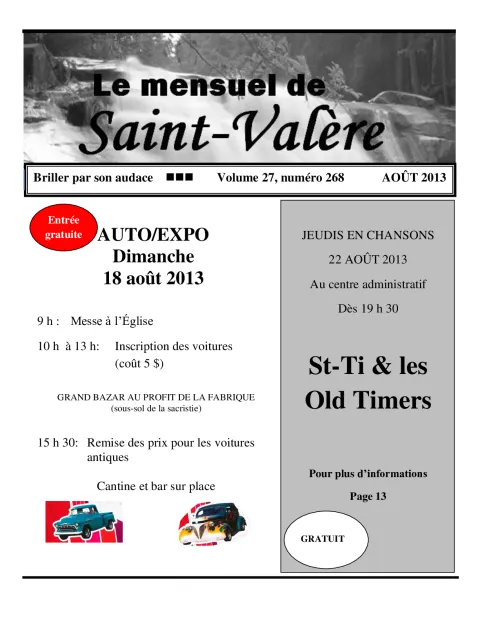 Le Mensuel de Saint-Valère Août 2013