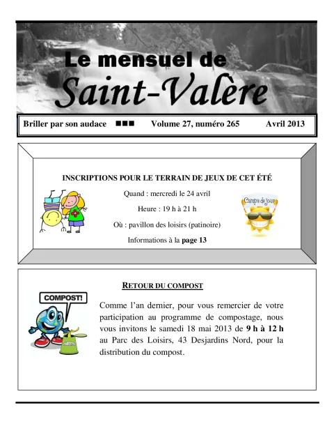 Le Mensuel de Saint-Valère Avril 2013