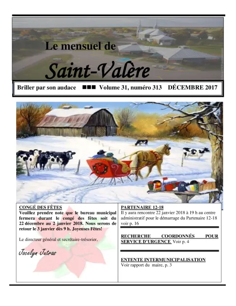 Le Mensuel de Saint-Valère Décembre 2017