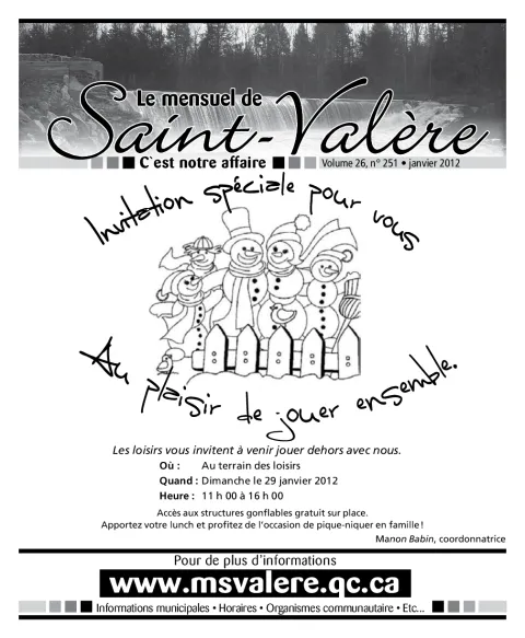 Le Mensuel de Saint-Valère Janvier 2012