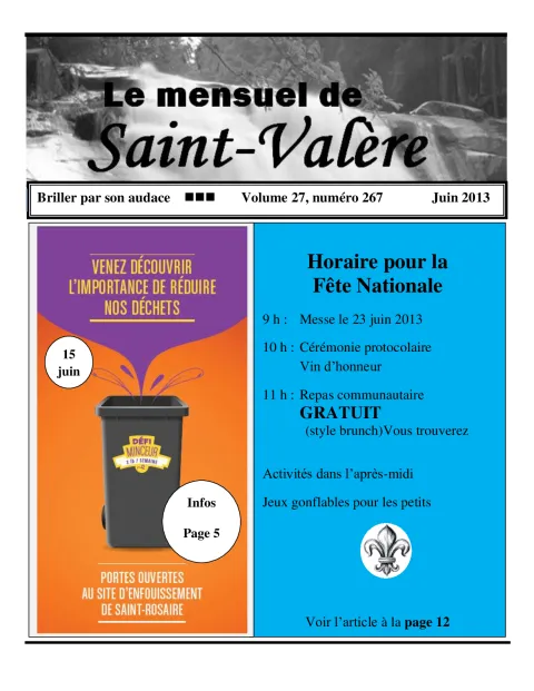 Le Mensuel de Saint-Valère Juin 2013