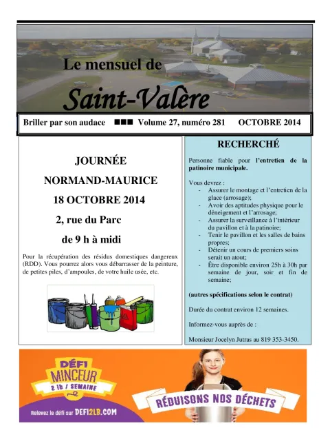 Le Mensuel de Saint-Valère Octobre 2014