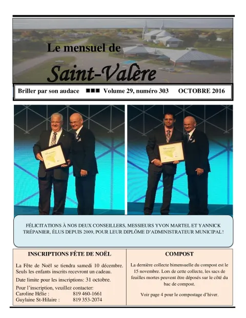 Le Mensuel de Saint-Valère Octobre 2016