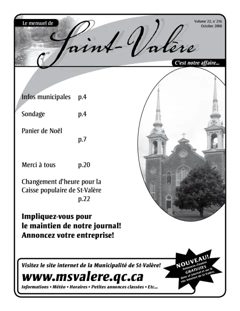 Le Mensuel de Saint-Valère Octobre 2008