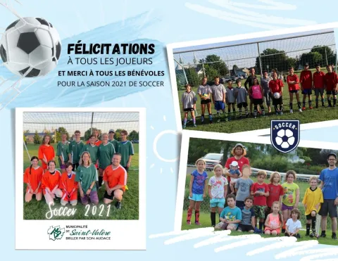 Félicitation pour la saison de soccer!